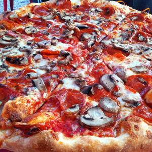 Pepperoni and mushroom pizza from Home Slice