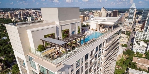 rooftop view of The Bowie, at 311 Bowie Street in Downtown Austin